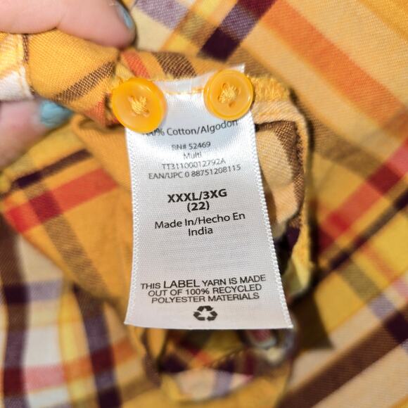 Time and Tru Yellow Plaid Flannel Size 3XL - Picture 5 of 5